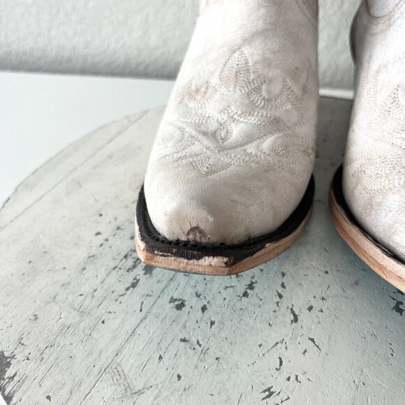 Lane LEXINGTON Women Cowboy Boots 8.5 White Leather Western Cowgirl Mid Calf - Picture 8 of 14